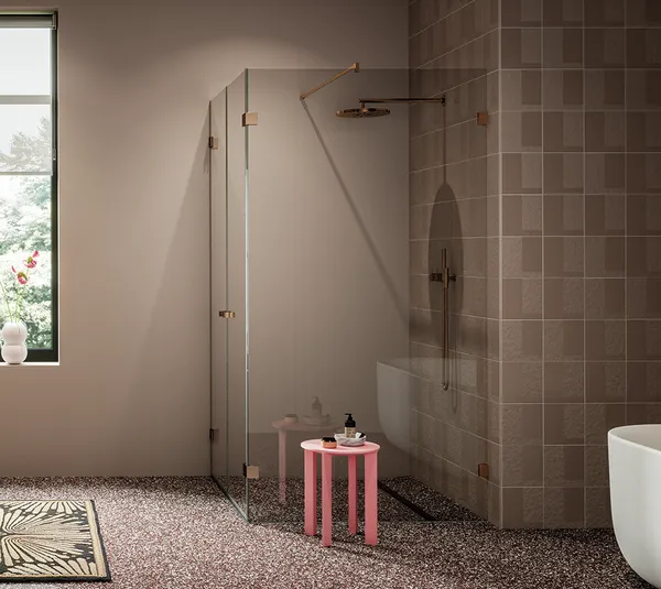 Shower door hinge Juna®, glass-wall 90°