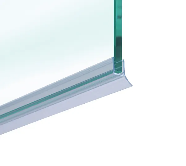 Shower door seal with short water deflector Shower door seal with short water deflector