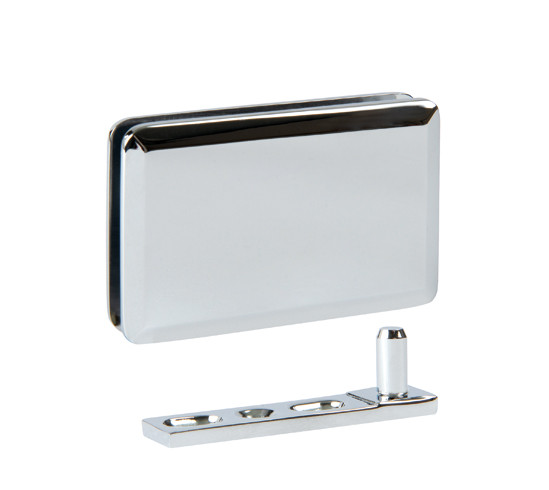 Glass patch fitting chrome-plated with floor and ceiling mounting plates