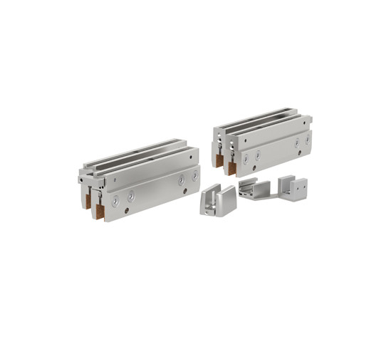 Bohle MasterTrack® BT Glass clamp set for flush installation on the ceiling including bottom guide, for two doors