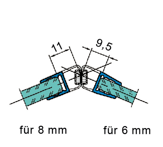 Douchedeurafdichting met 135° magneetprofiel voor 6 - 8 mm