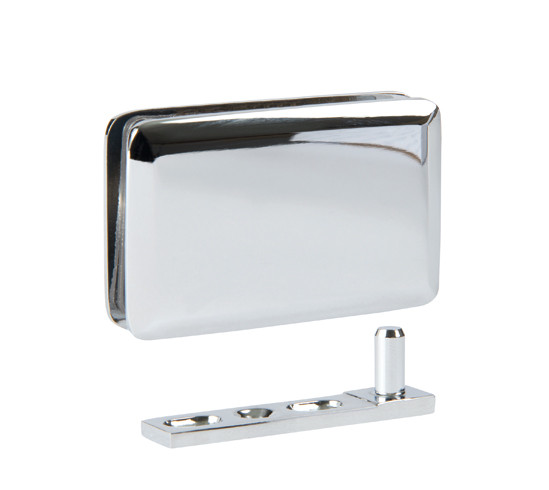 Glass patch fitting 65 x 40 chrome-plated with floor and ceiling mounting plates